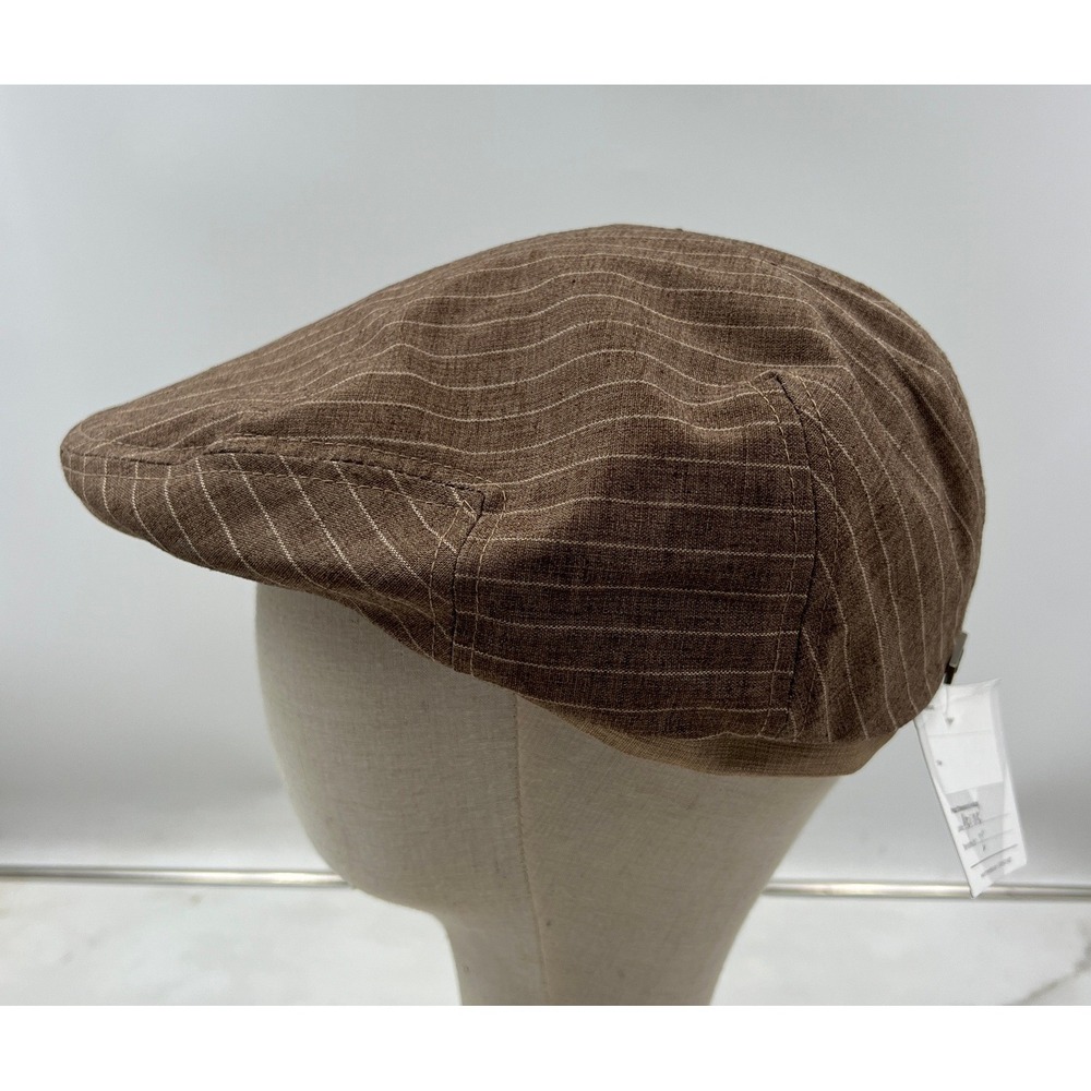 Biltmore 1917 Flat Cap Men's Large Brown Pinstripe Driving Ivy Hat NWT